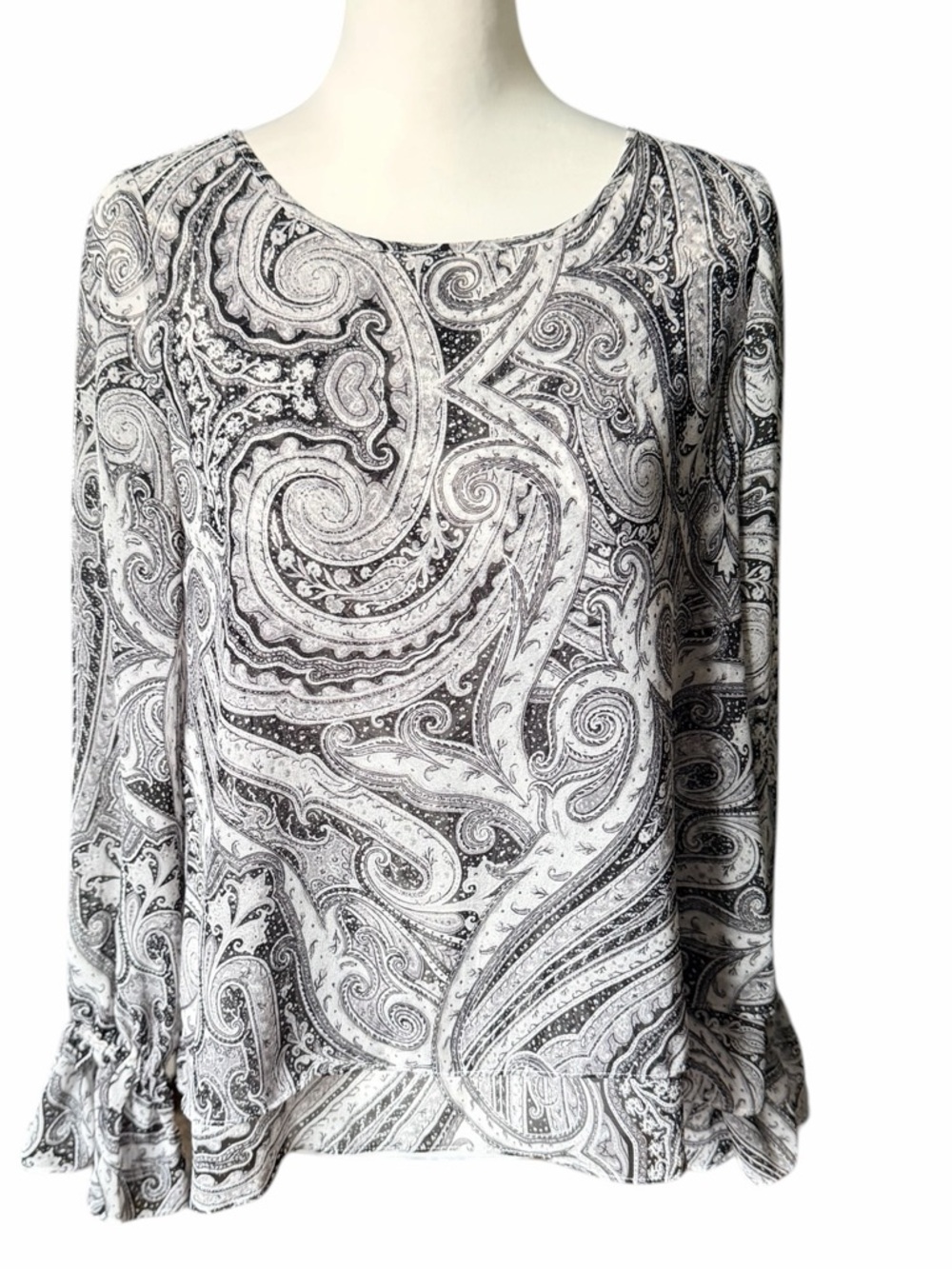 White House Black Market Long Sleeve Top Black Gray size 4
